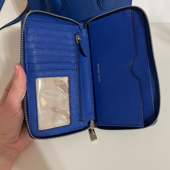 MICHAEL KORS Mercer Electric Blue Pebbled Leather Medium Messenger Bag & Wallet - Picture 11 of 15